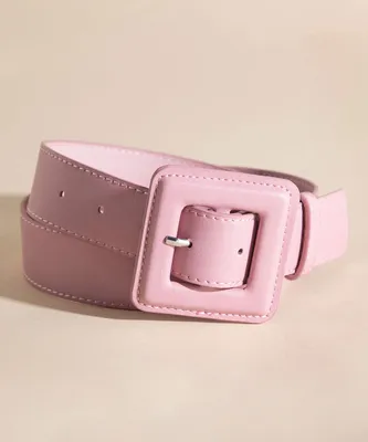 Matte Pink Square Buckle Belt