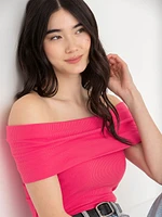 Off Shoulder Ribbed Top