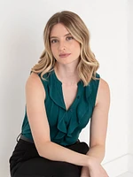 Sleeveless Ruffle Henley Top