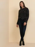 Boat Neck Confetti Pullover Sweater