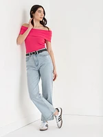 Off Shoulder Ribbed Top