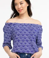 Textured On/Off Shoulder Top
