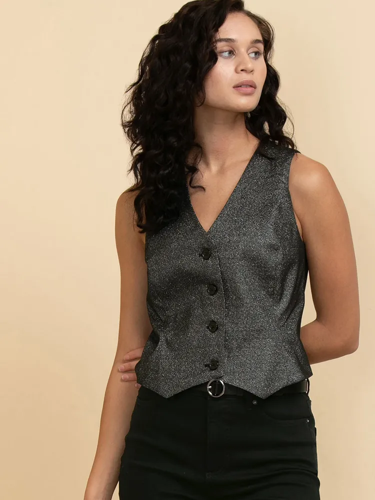 Black & Silver Shimmer Vest