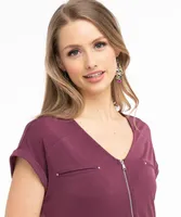 Eco-Friendly V-Neck Zipper Top