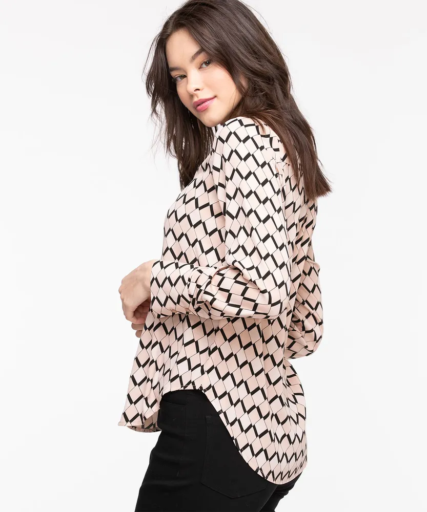Zipper Front Popover Blouse