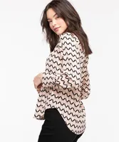 Zipper Front Popover Blouse