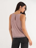 Pleat Neck Tinsel Tank Top