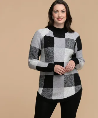 Buffalo Check Mock Neck Sweater