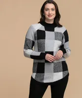 Buffalo Check Mock Neck Sweater