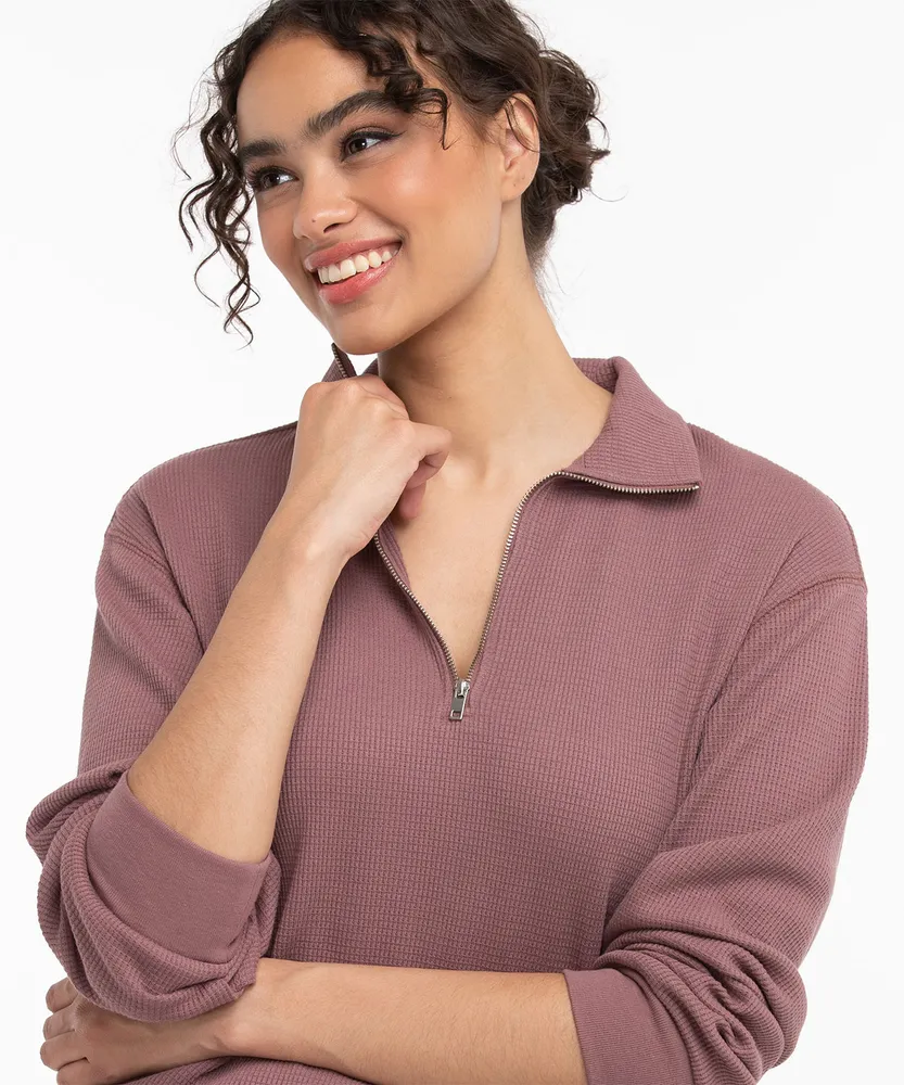 Quarter Zip Waffle Top