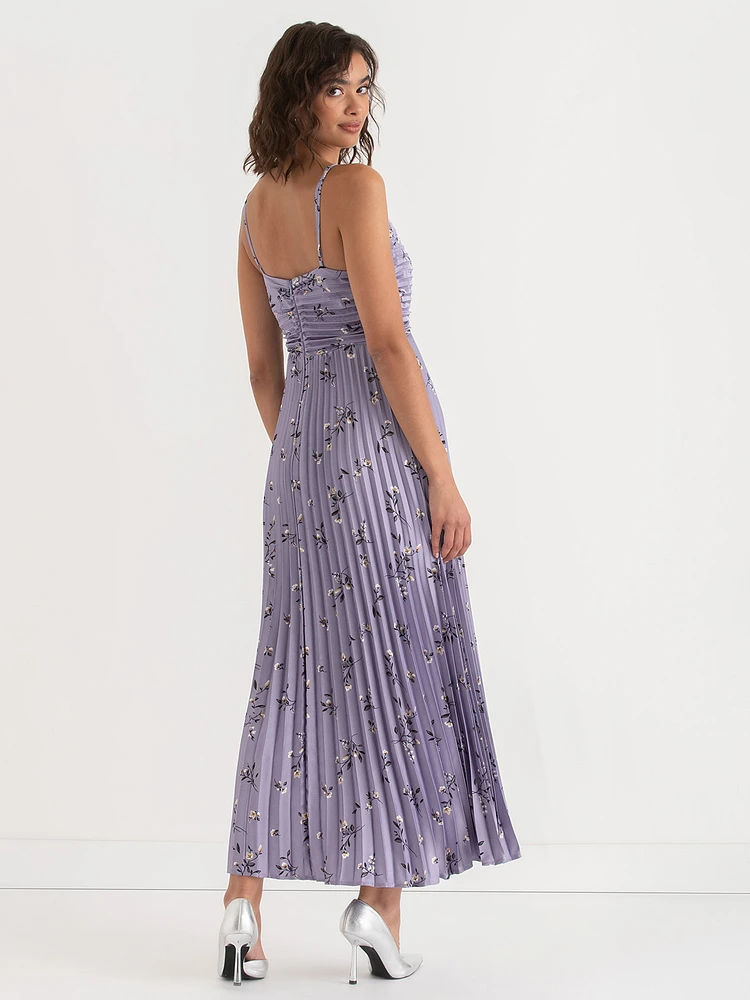 Strappy Pleated Maxi Dress