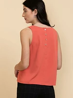 Lydia Sleeveless Scoop Neck Button-Back Blouse
