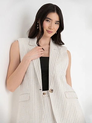 Classic Mid-Length Linen Vest