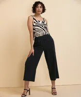 Wide-Crop Viscose Linen Pants