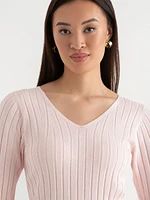 V-Neck Ribbed Sweater