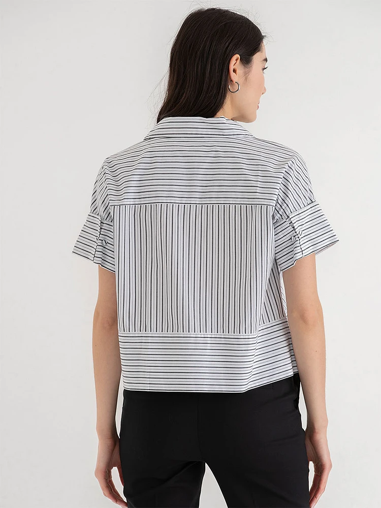 Short Sleeve Collared Poplin Shirt