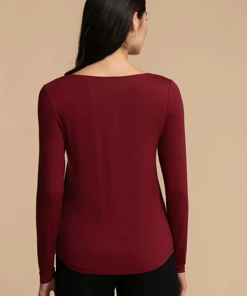 Eco-Friendly Mesh-Lined Square Neck Top