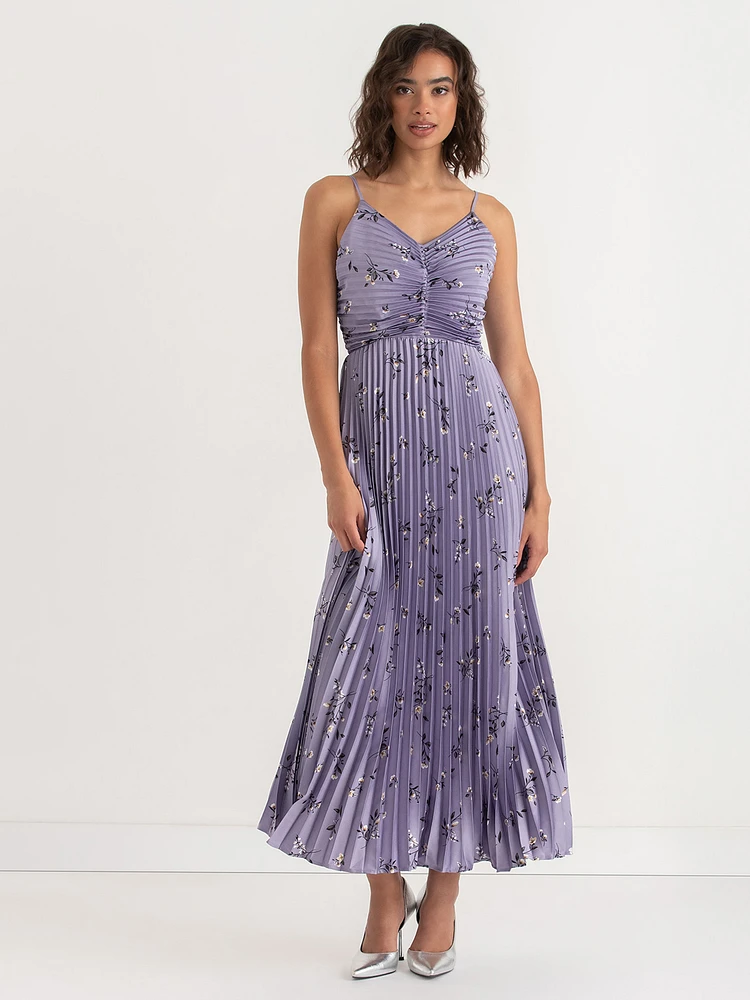 Strappy Pleated Maxi Dress