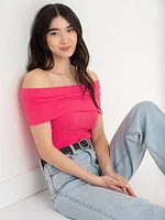 Off Shoulder Ribbed Top