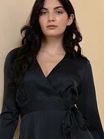 Satin Real Wrap Dress