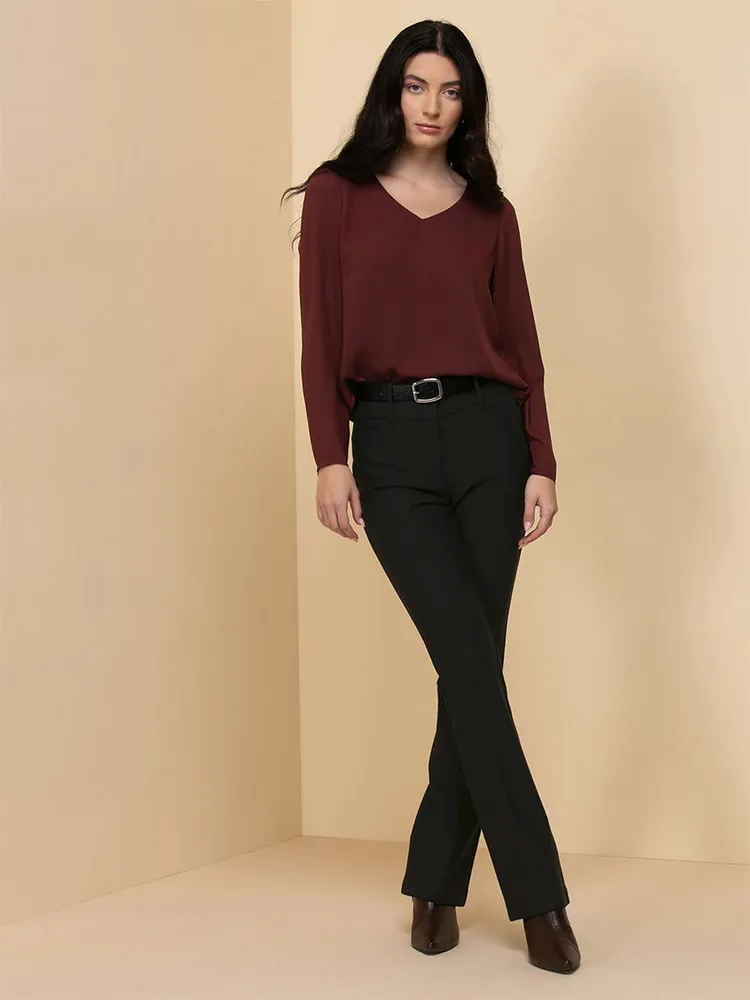 Vera Long Sleeve 2-Layer V-Neck Blouse