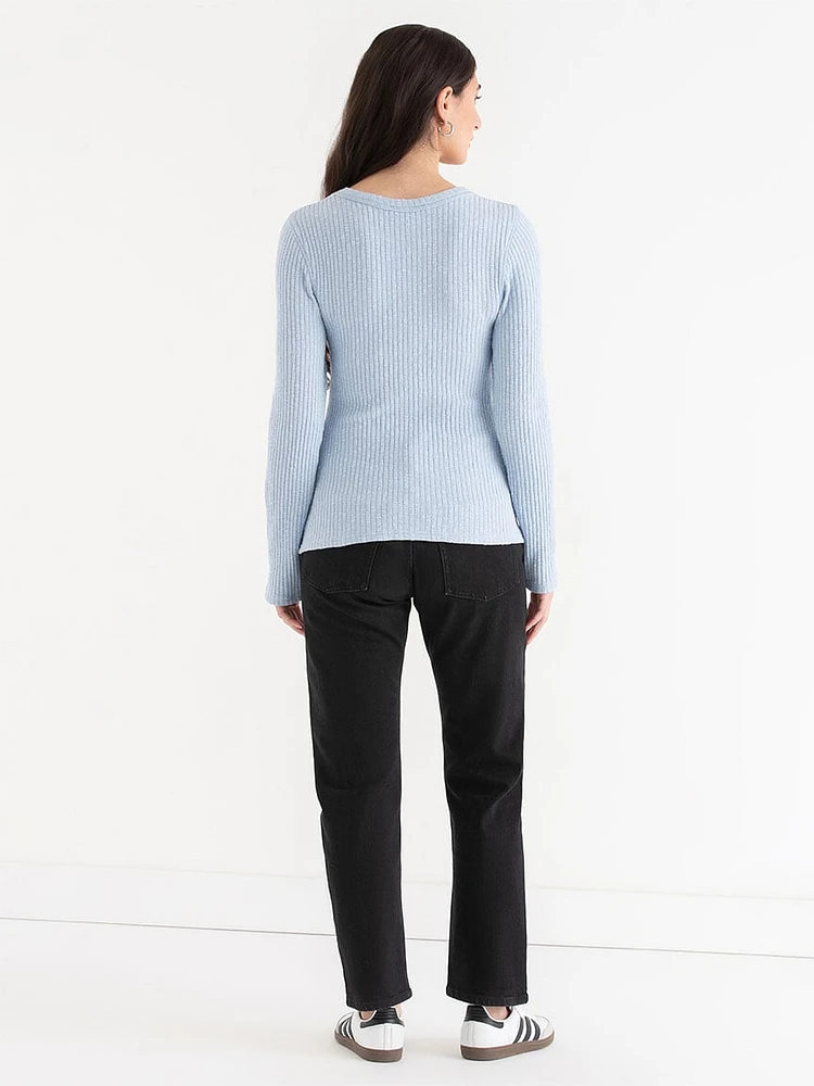 Rib Knit Crew Neck Top