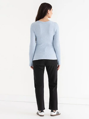 Rib Knit Crew Neck Top