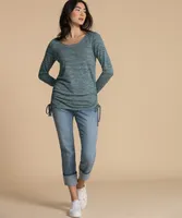 Eco Friendly Ruched Side Long Sleeve Tee