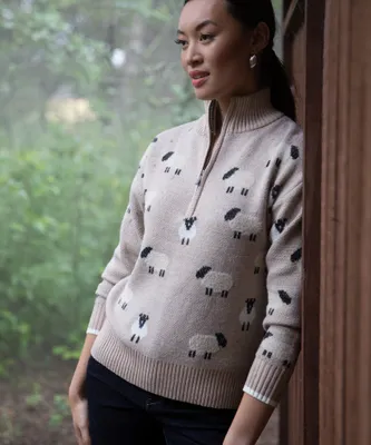 Quarter Zip Sheep Sweater