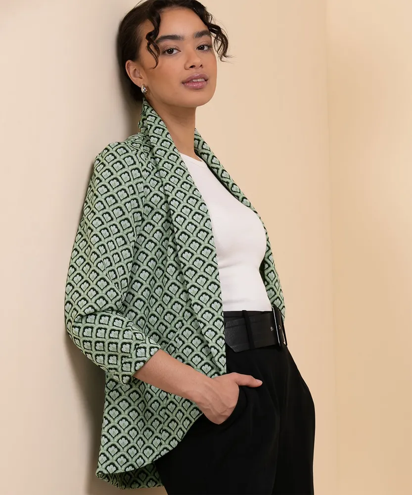 Terry Knit Blazer with Shawl Collar