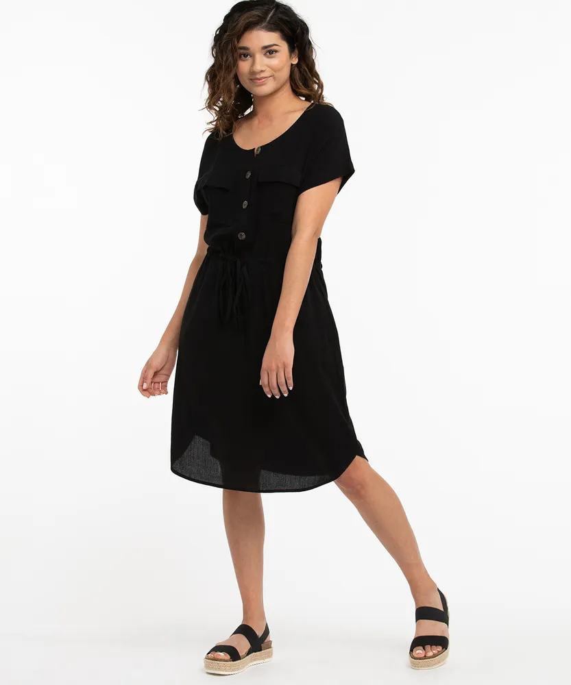 Drawstring Waist Cover-Up Dress