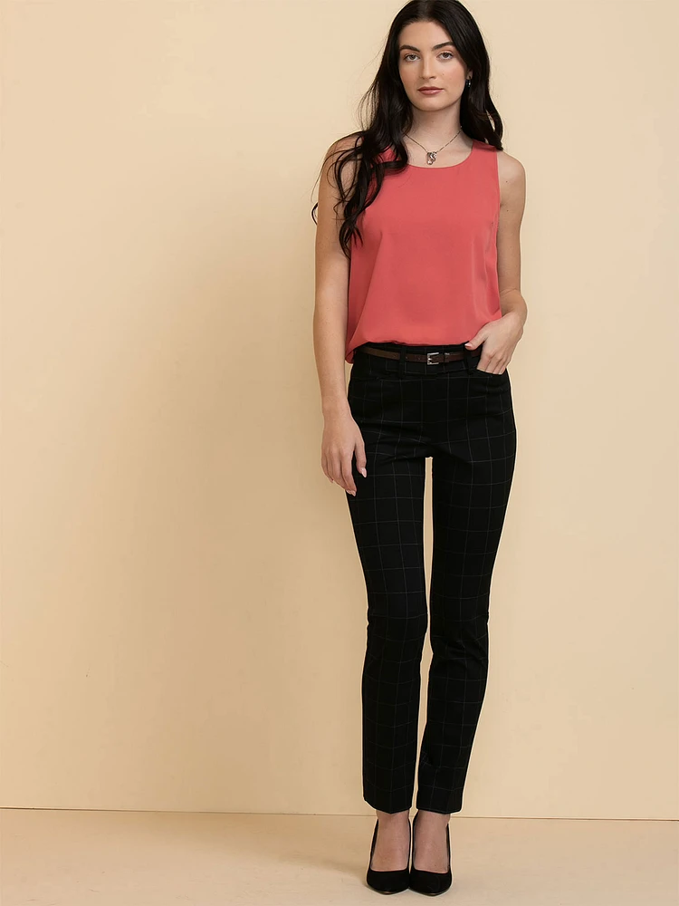 Lydia Sleeveless Scoop Neck Button-Back Blouse
