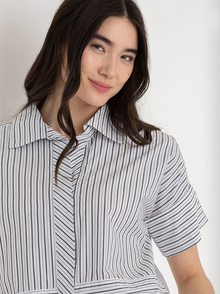 Short Sleeve Collared Poplin Shirt