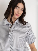 Short Sleeve Collared Poplin Shirt