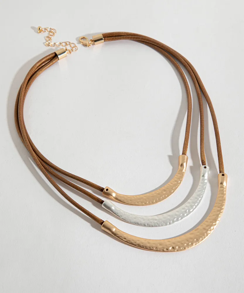 Statement Necklace with Gold and Silver Plates