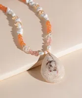 Beaded Necklace with Rock Pendant
