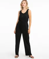 Sleeveless Henley Jumpsuit