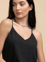 Strappy 2-Layer Shimmer Stripe Blouse
