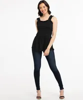 Eco-Friendly Smocked Sleeveless Peplum Top