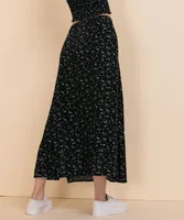 Thigh Slit Midi Skirt with Buttons