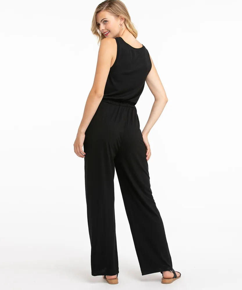 Sleeveless Henley Jumpsuit