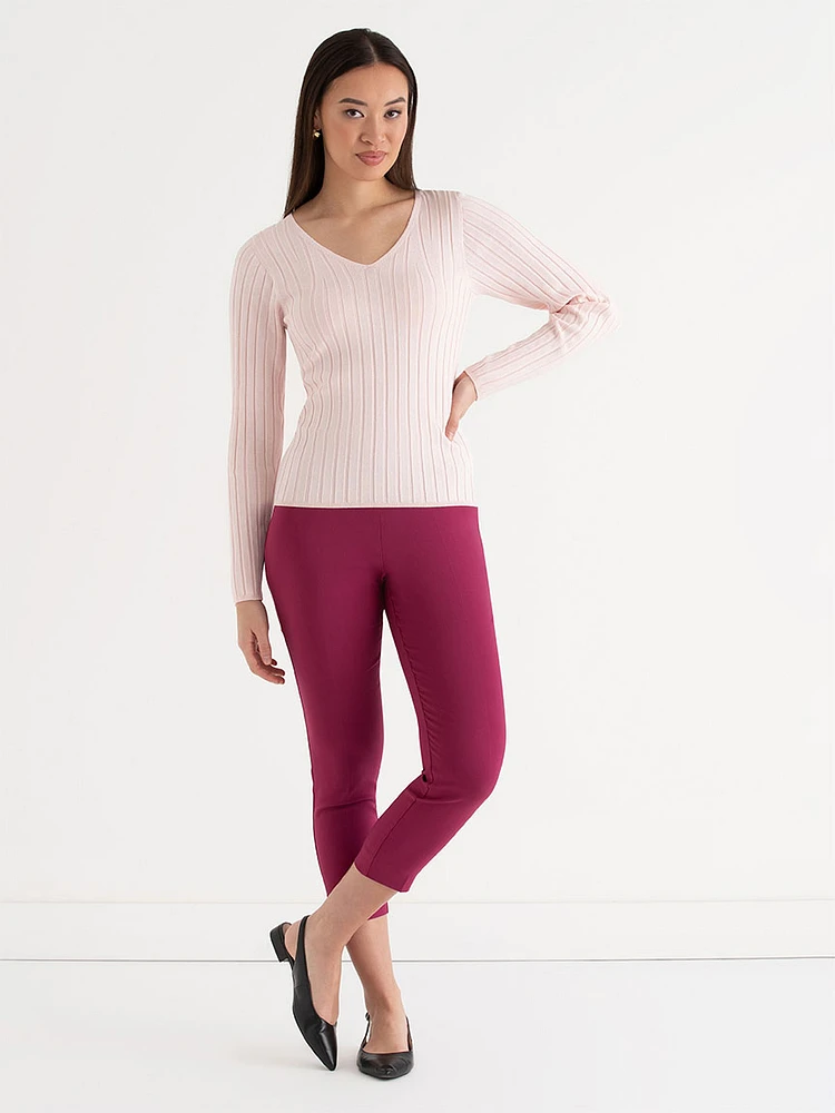 V-Neck Ribbed Sweater