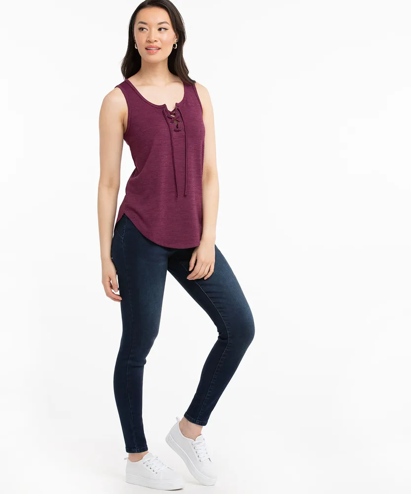 Eco-Friendly Grommet Detail Lace Up Tank