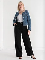 Collarless Denim Jacket