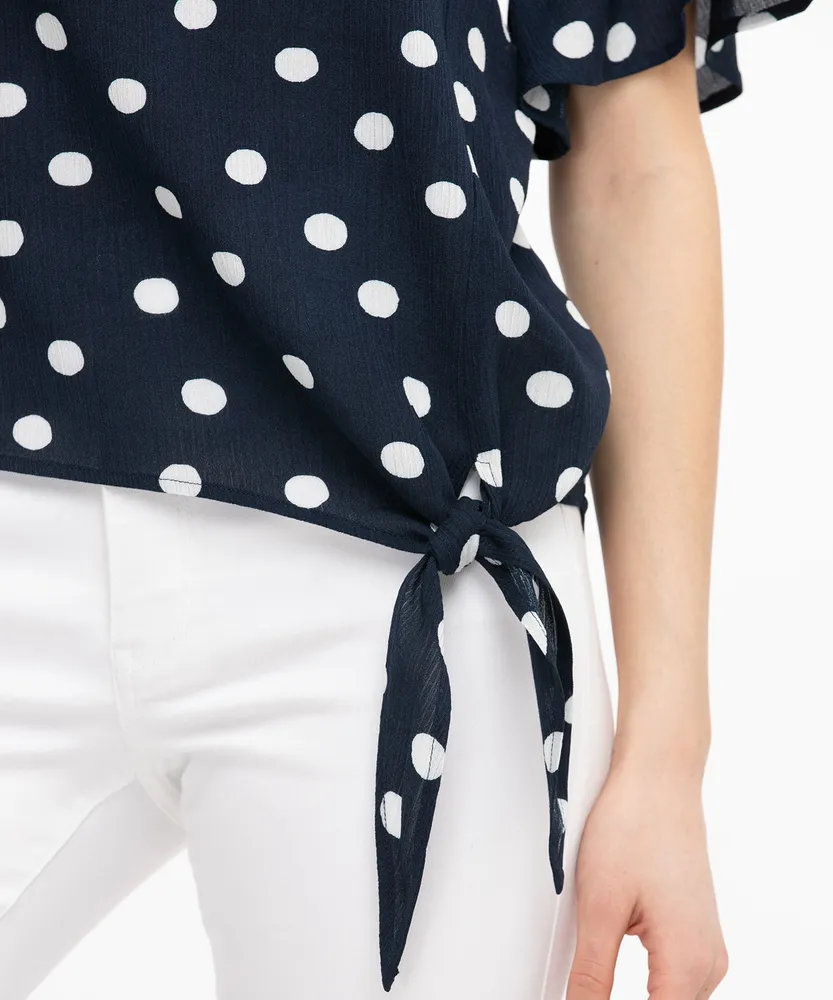 Short Sleeve Side Tie Blouse