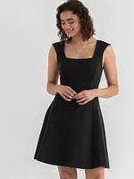 Luxe Ponte Square Neck Fit & Flare Dress