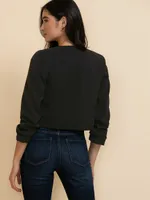 Cropped Ruched Sleeve Blazer