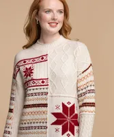 Eco-Friendly Mock Neck Fair Isle Sweater