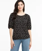 Printed Elbow Sleeve Top