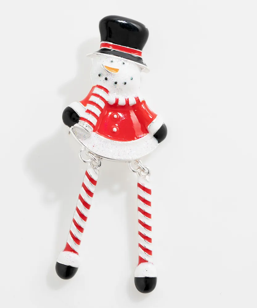 Dangly-Leg Snowman Brooch